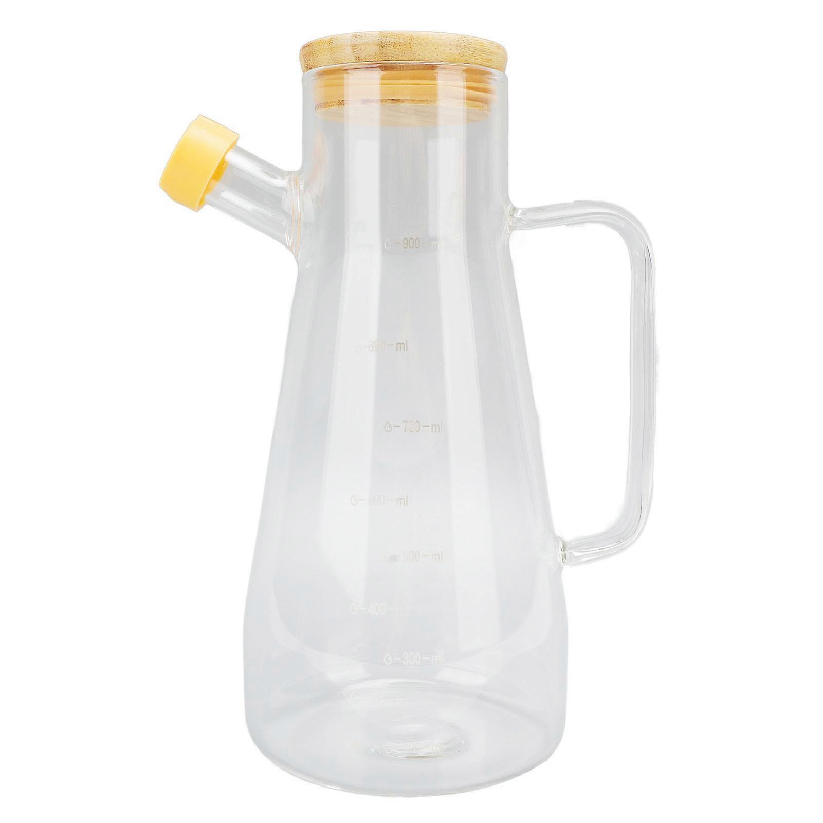 Glass Oil Bottle with Dustproof Lid and Ergonomic Handle, 900ML