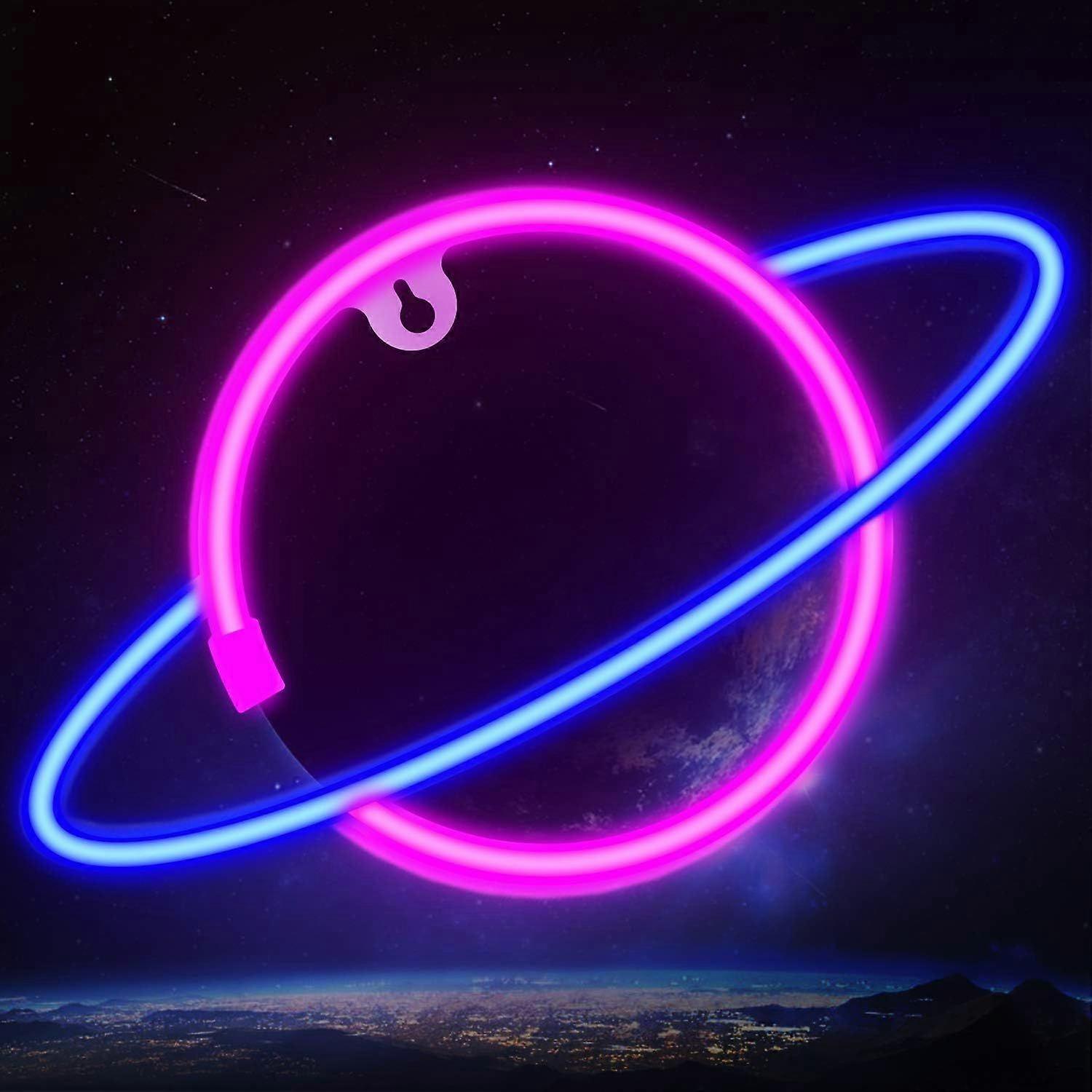 لافتات الكوكب النيون LED ضوء ليلي أضواء نيون شحن USB / أضواء حائط نيون تعمل بالبطارية أضواء زخرفية نيون لبار غرفة نوم المنزل / عيد الميلاد / الأربعاء