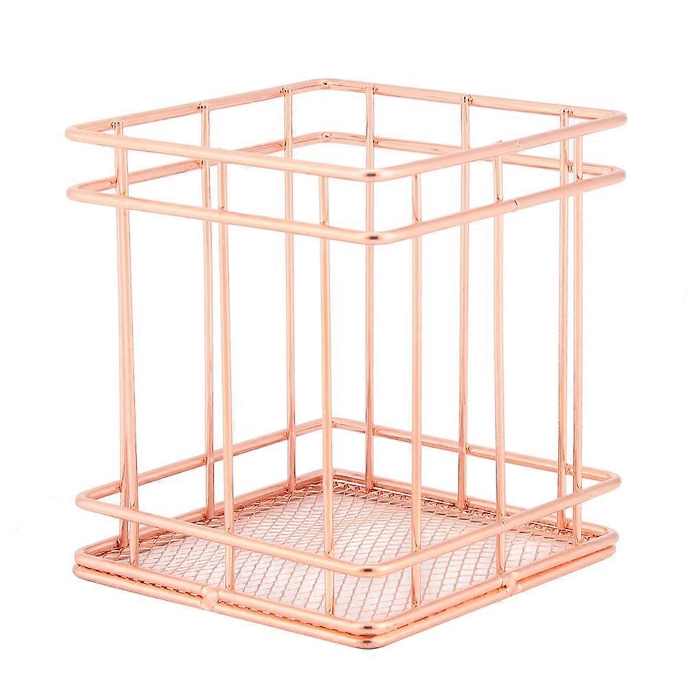 Rose Gold Desktop Organizer Basket for Efficient Storage