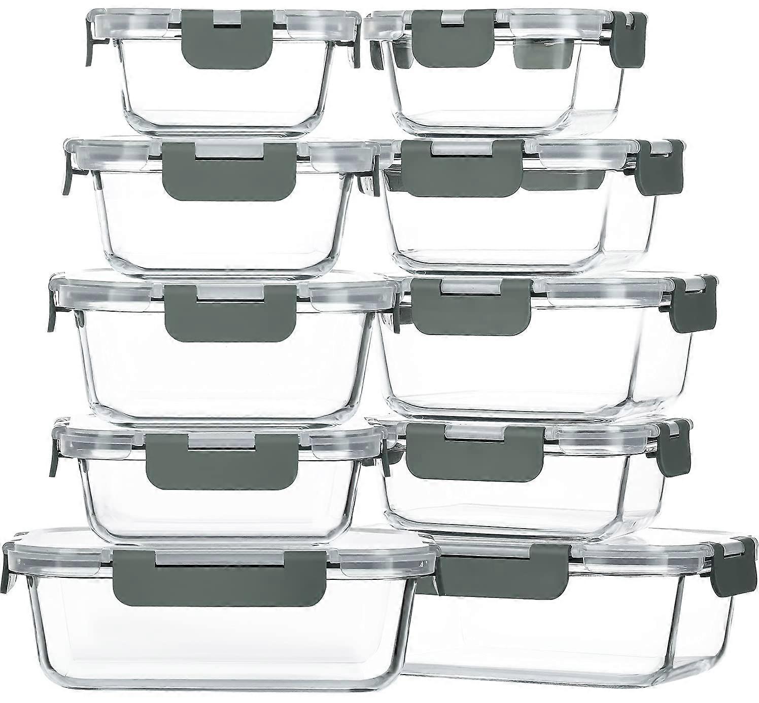 10 pack microwave- airtight food storage containers with lids