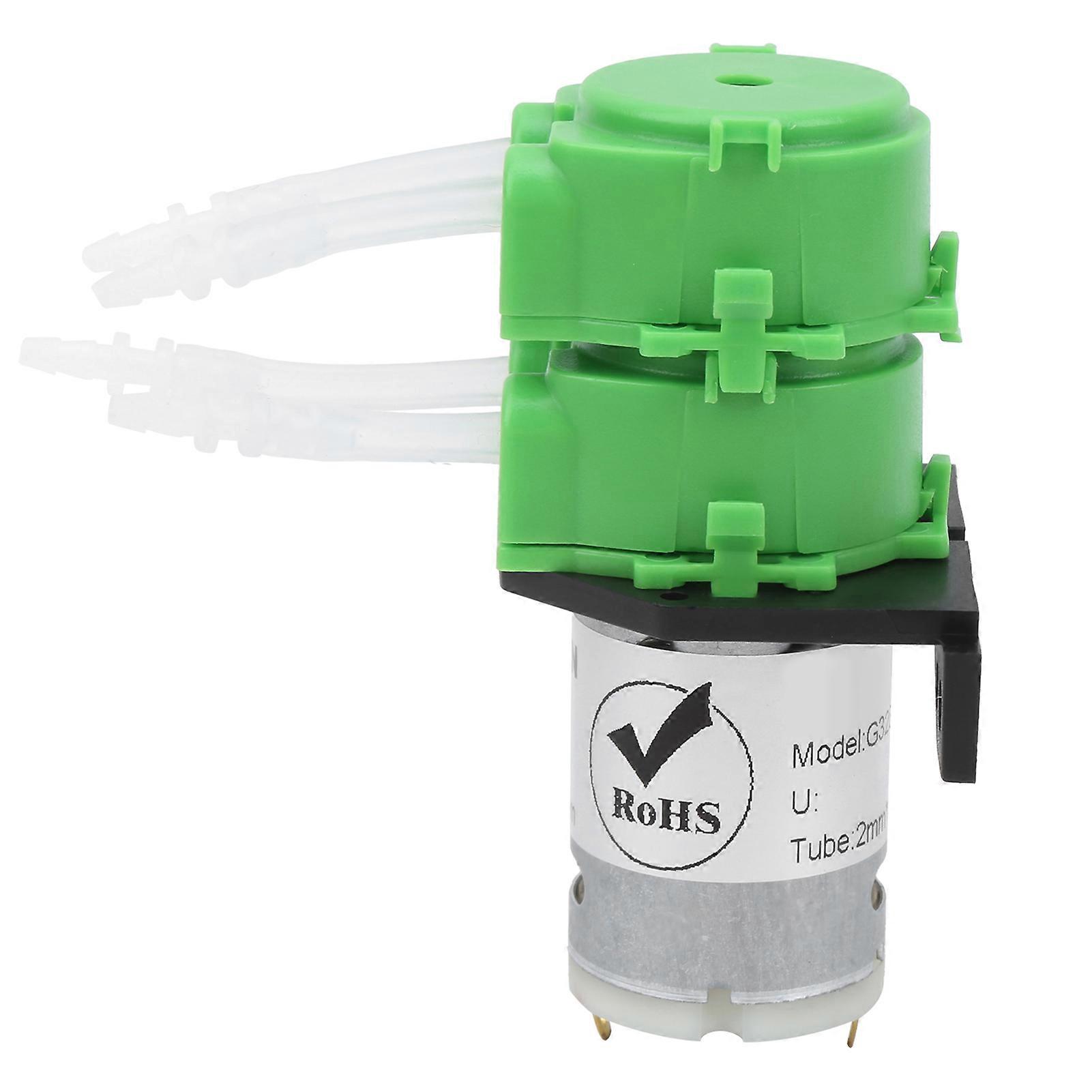 Peristaltic Pump Double Head Mini Dosing Water for Viscous NonViscous Liquid 2x4mm Hose(DC24V )