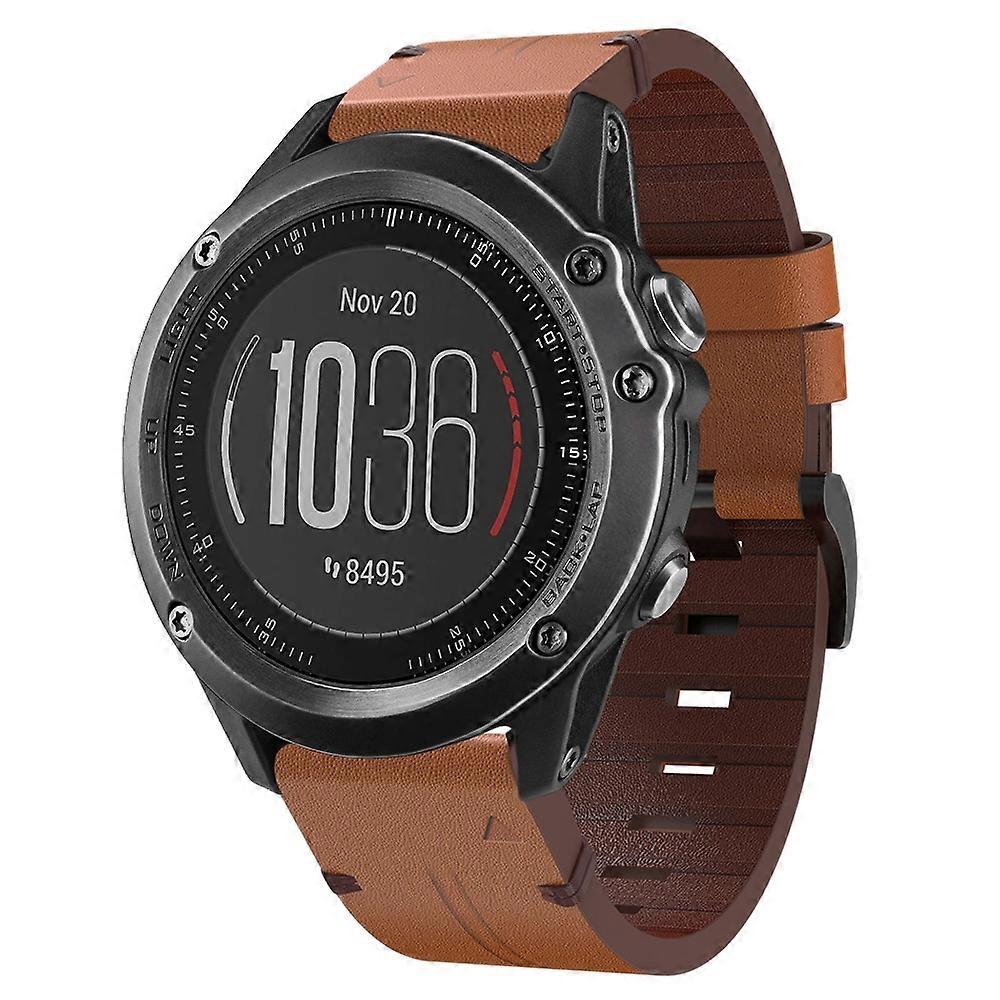 Til Garmin Fenix 3 26mm læder stålspænde urbånd