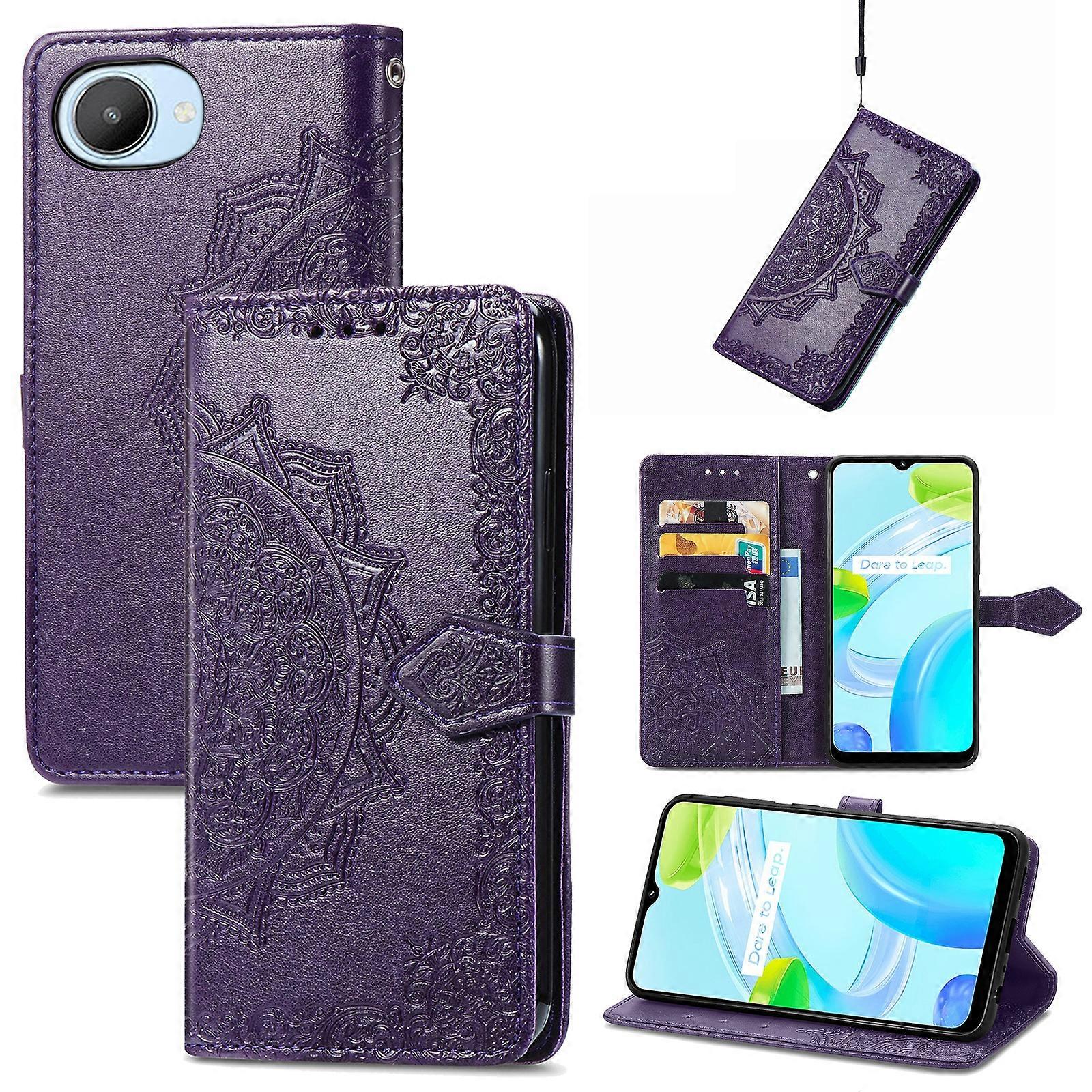For Realme C30 Mandala Flower Embossed Leather Phone Case