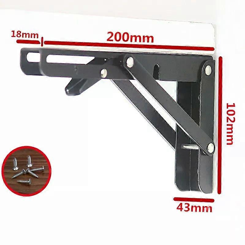 2PCS 8-20 Inch Black Triangle Folding Angle Bracket Heavy Support Adjustable Wall Shelves Mounted Table Shelves Home Hardware