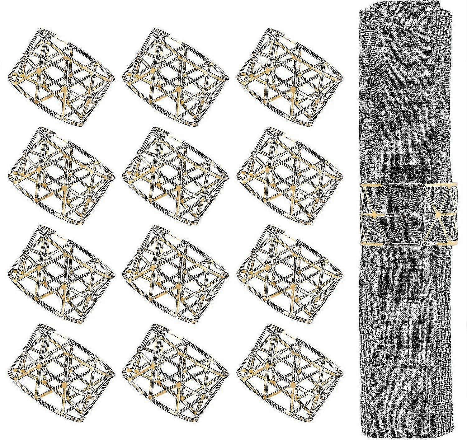 ナプキンリング、ゴールドナプキンリング12個、ダイニング用ナプキンリングホルダー