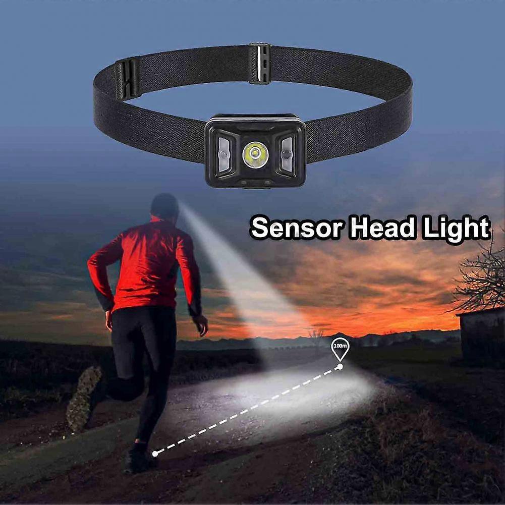 LED Sensor Head Bright Light USB Charging Safety Adjustable Head Sensor Light for Outdoor Camping Hiking Fishing