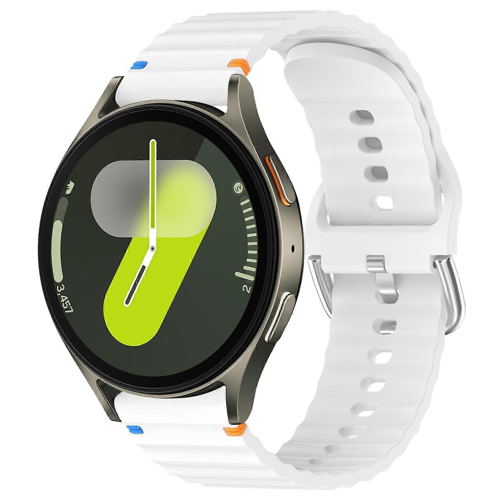 Hullámos szemcsés varrott 20 mm-es szilikon óraszíj Samsung Galaxy Watch 7 40 / 44 mm-hez