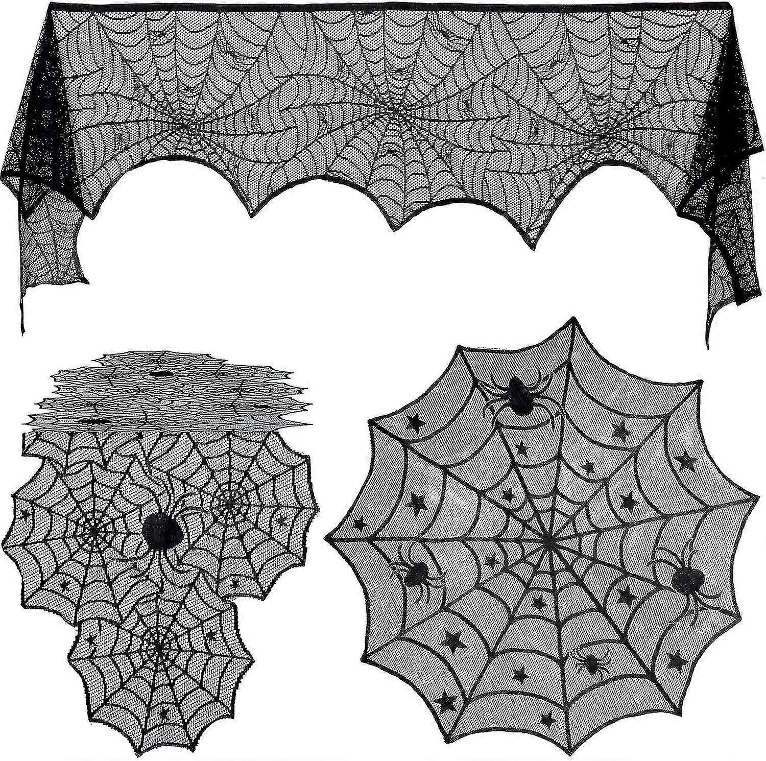 Halloween Decoration Set 3 Piece Set-fireplace Cloth, Round Table Cloth, Table Runner