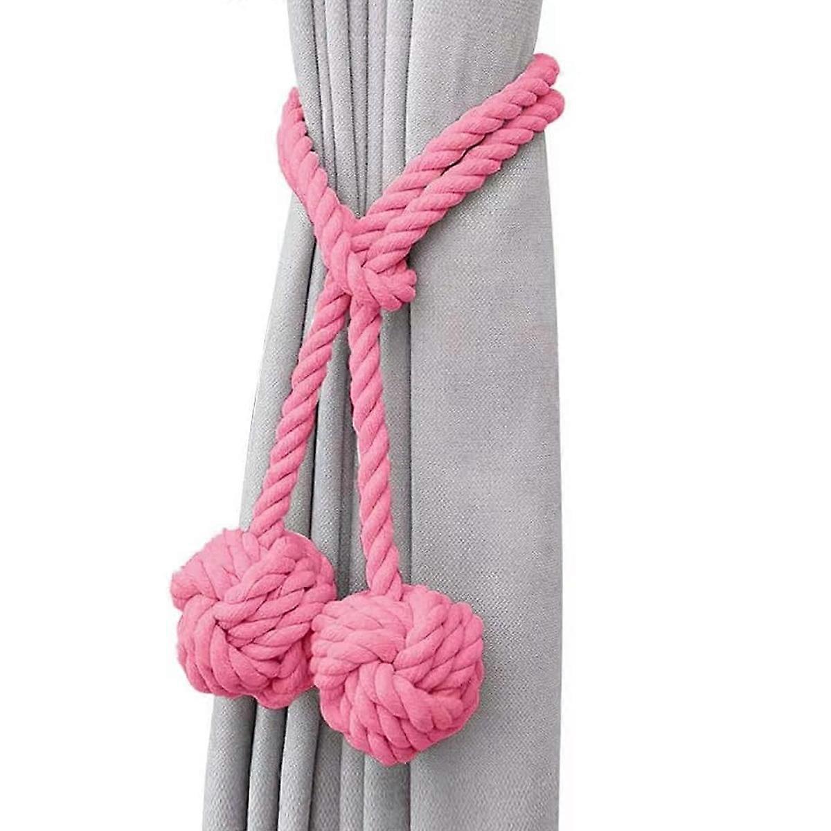 Rural Style Curtain Holdbacks, Handmade for a Timeless Appeal, Easy Magnetic Installation, Adjustable to Fit Most Curtain Types, Pink Set Enhances