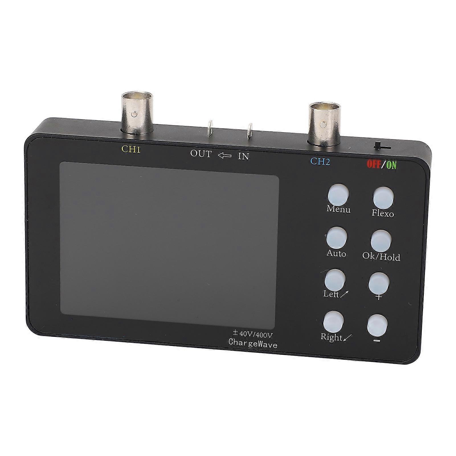 Handheld Oscilloscope 3.2 Inch LCD Display 2 Channel Digital Oscilloscope with 2 Red and Black Probe Clips 