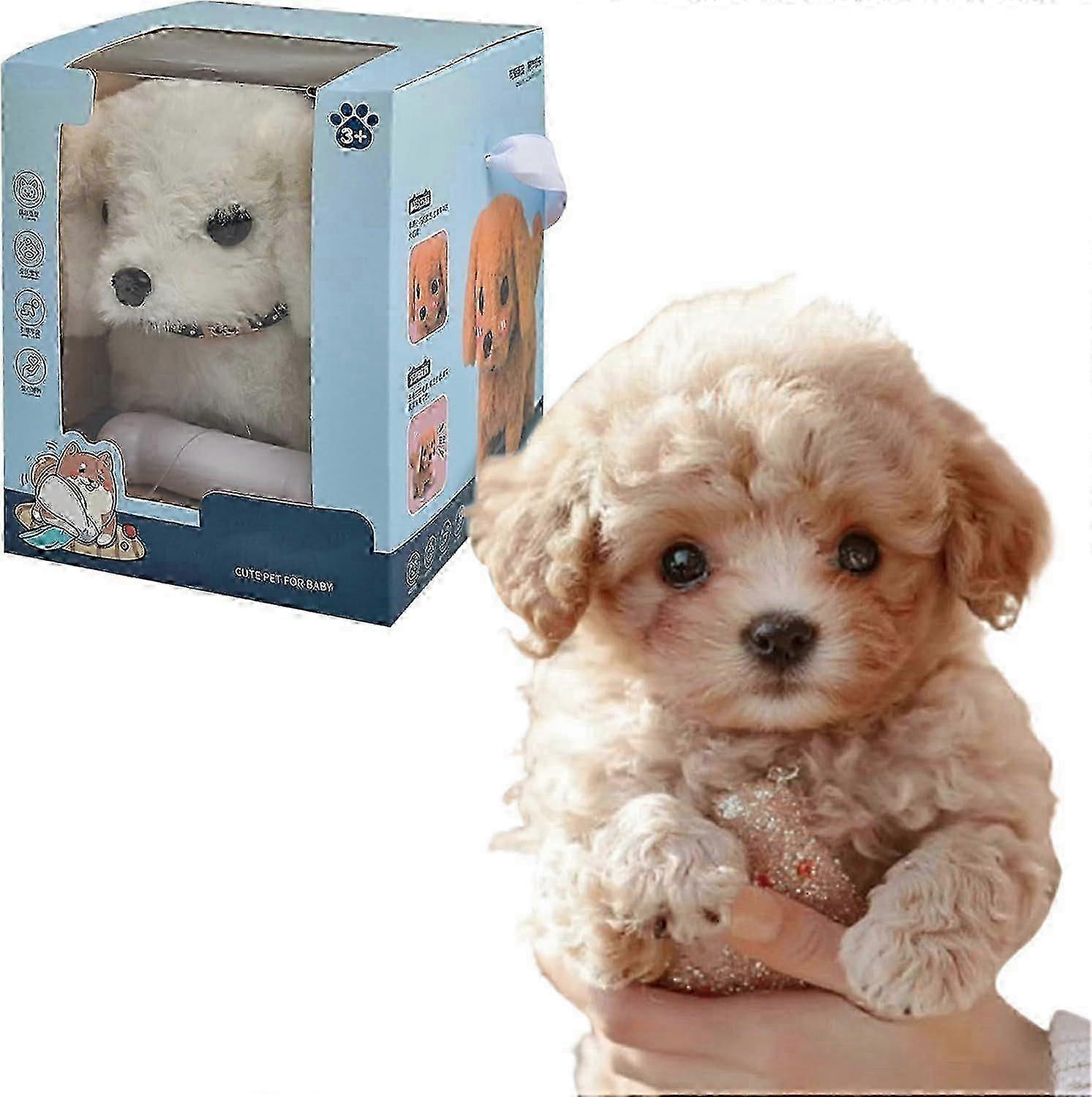 My Realistic Robot Puppy, Mini Interactive Plush Toy Pet Kids Cute Soft Robot Dog Can Walk And Bark - HZ