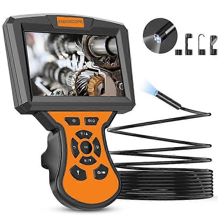 M50 5m Hard Wire 1080P HD Industrial Endoscope 8mm Lens 5'' IPS Screen Borescope IP67 Waterproof Snake Camera with 6 LED Lights