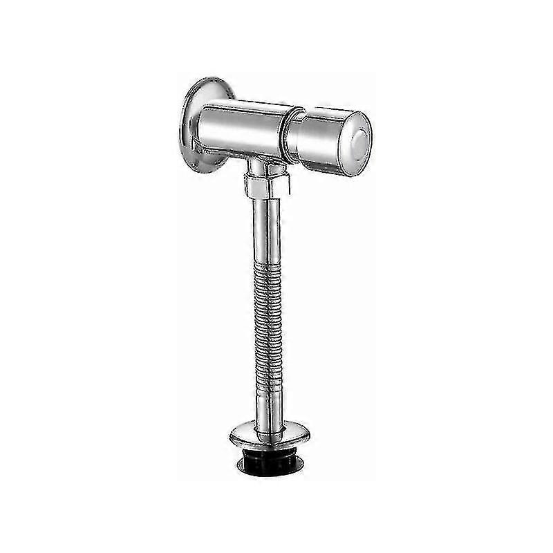 Chrome Zinc Alloy Urinal Flush Valve, Manual Knob Wall-Mounted with Auto Shut-Off for Bathroom Toilet