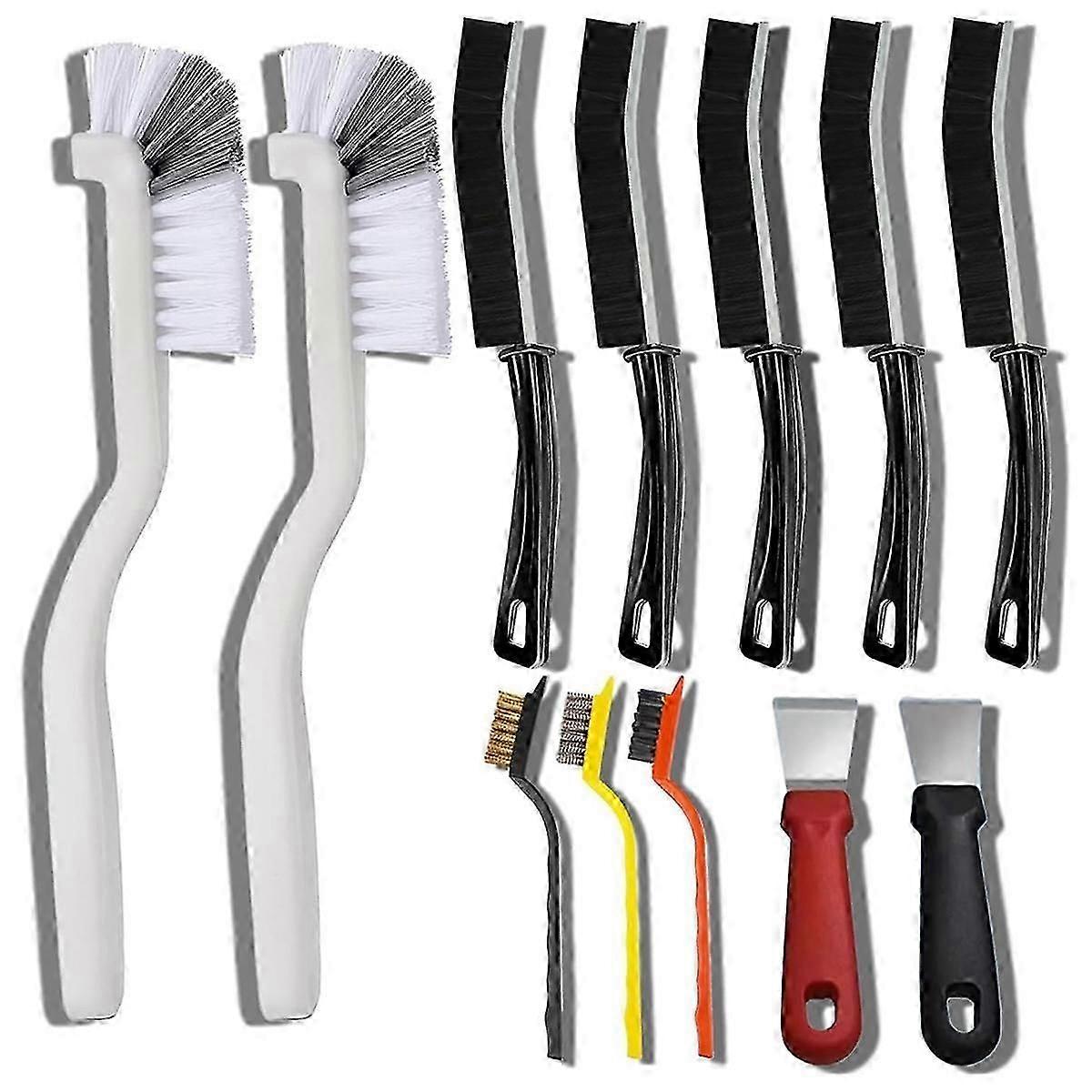 12-Piece Hard Bristle Crevice Cleaning Brush Set, Multi-Purpose Durable Brushes for Tight Spaces