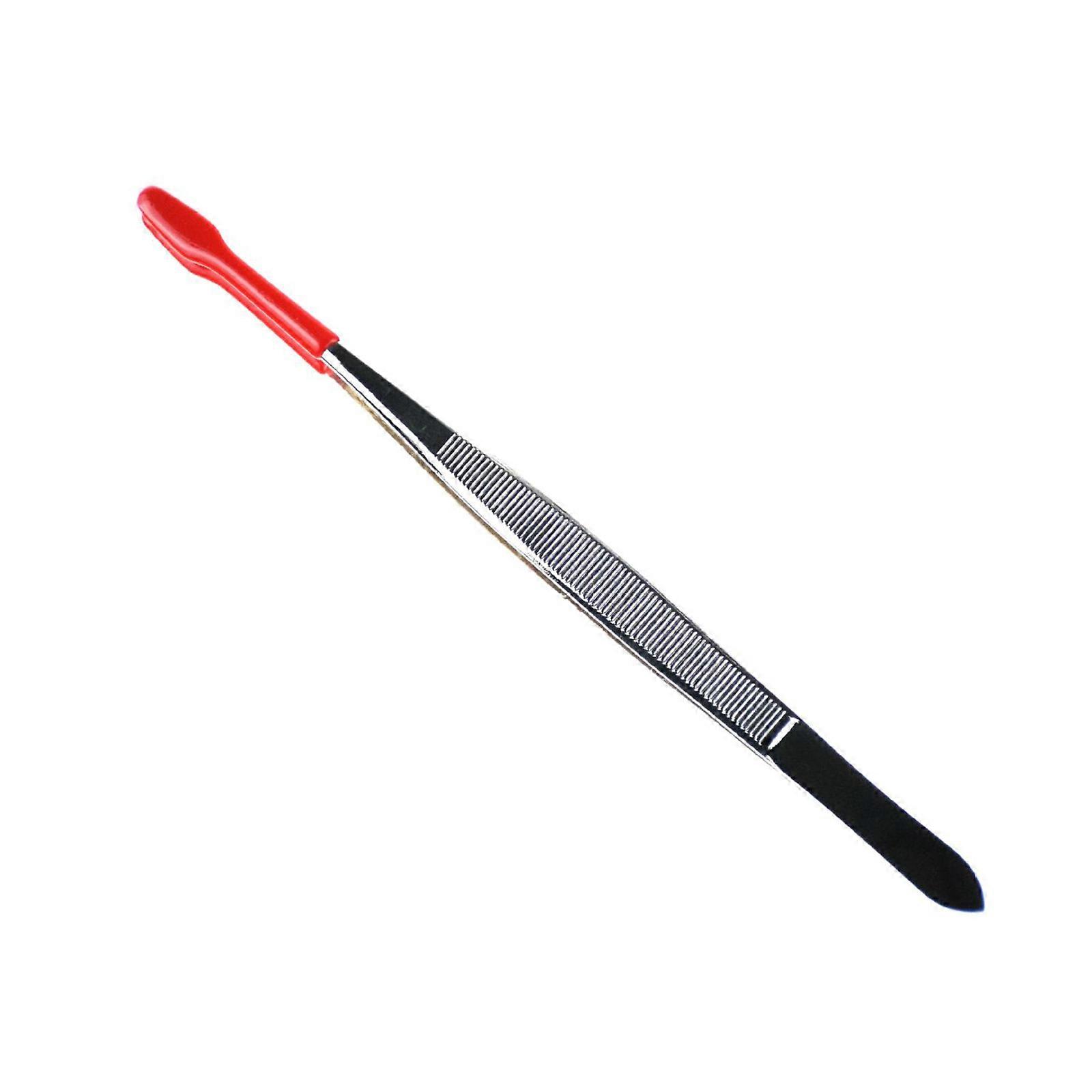 pince à épiler de timbre de pièce de monnaie pince à épiler portable à pointe en caoutchouc non marquante pince à épiler à pointe plate outils pour hobby laboratoire d’artisanat maison rouge
