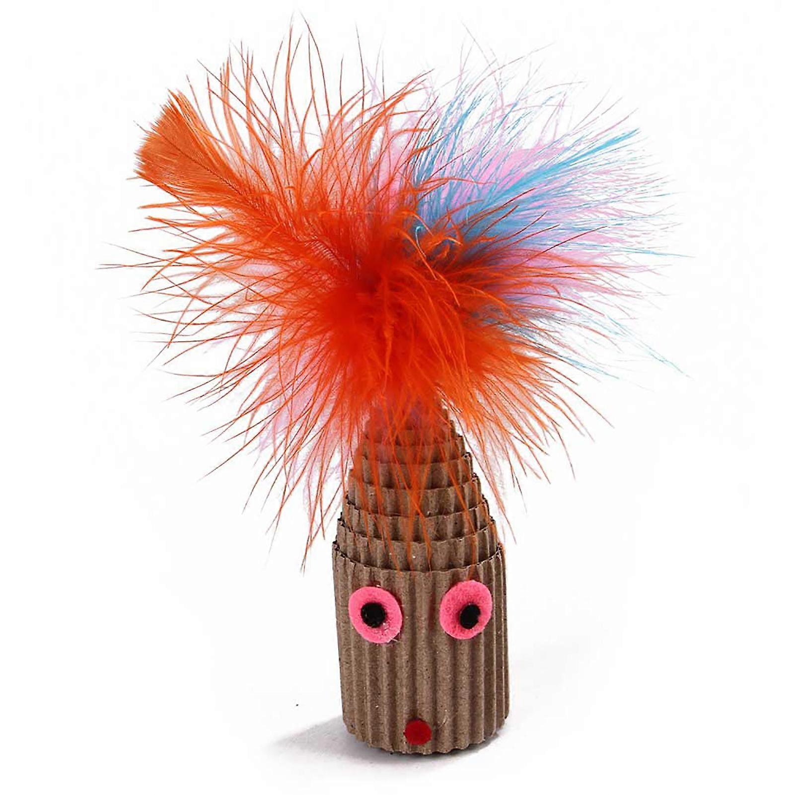 1Pc Cat Scratching Toy Corrugated Paper with Feather