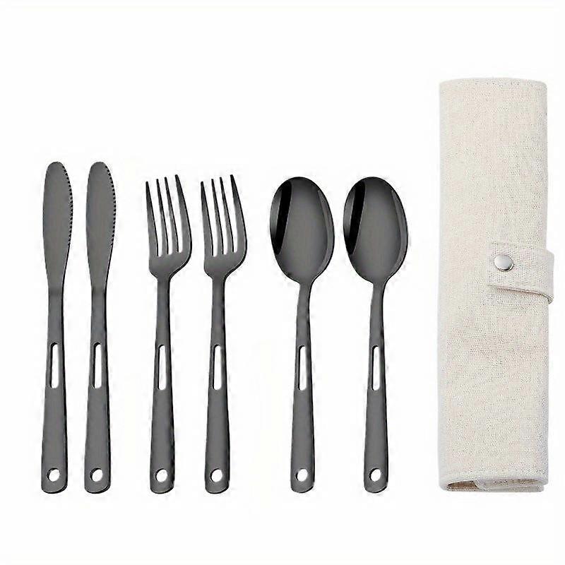 6pcs Stainless Steel Outdoor Tableware Set - Durable, Portable, and Easy To Clean Cutlery for Camping, Picnic, and Holiday Gatherings