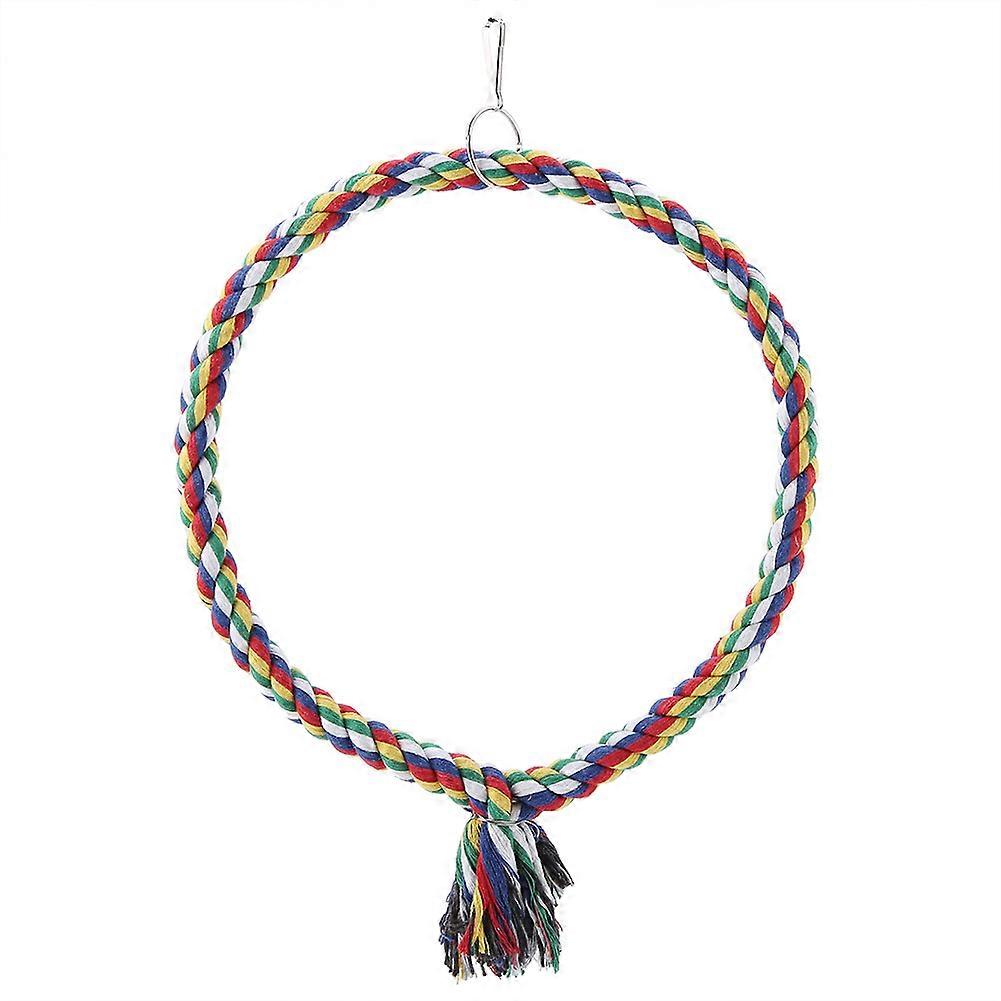 Bird Parrot Circle Ring Rope Perch Stand Swing Chewing Toy for Birds - Durable Multi-Color Birdcage Accessory