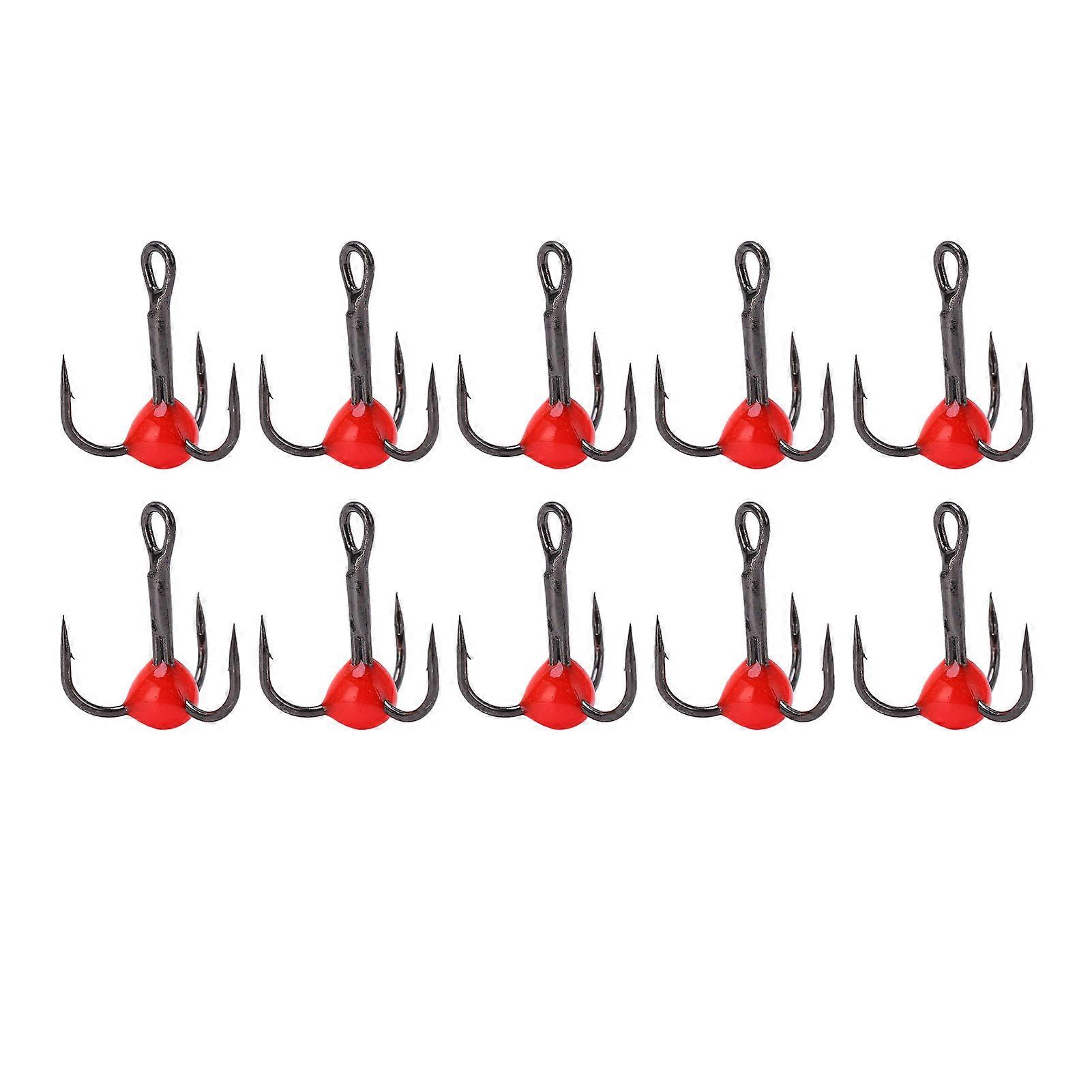 10pcs Treble Hooks High Carbon Steel Size 10 Sharp Bright Color Fishing Hooks Kit for Bass Trout Carp Lures Baits