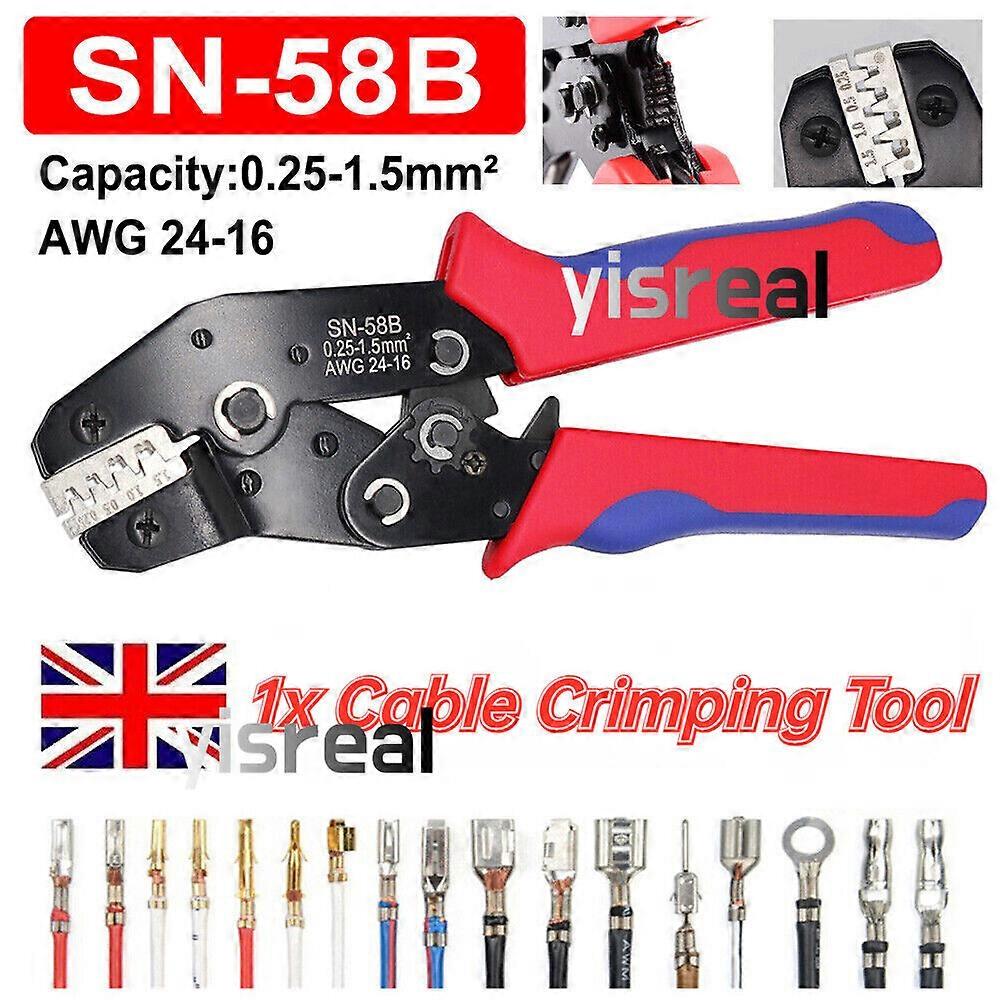 Crimping Tool with Ratchet for Open Barrel Terminal Connectors, High Quality Carbon Steel Non-slip Handle Design, Release Lever for Enhanced