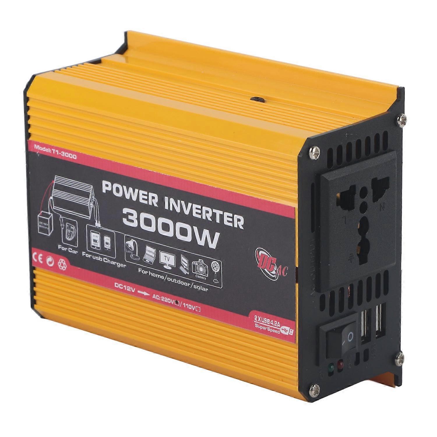 Car Inverter 3000W Dual USB Auto Power Converter Modified Sine Wave Transformer(DC12V AC220V )