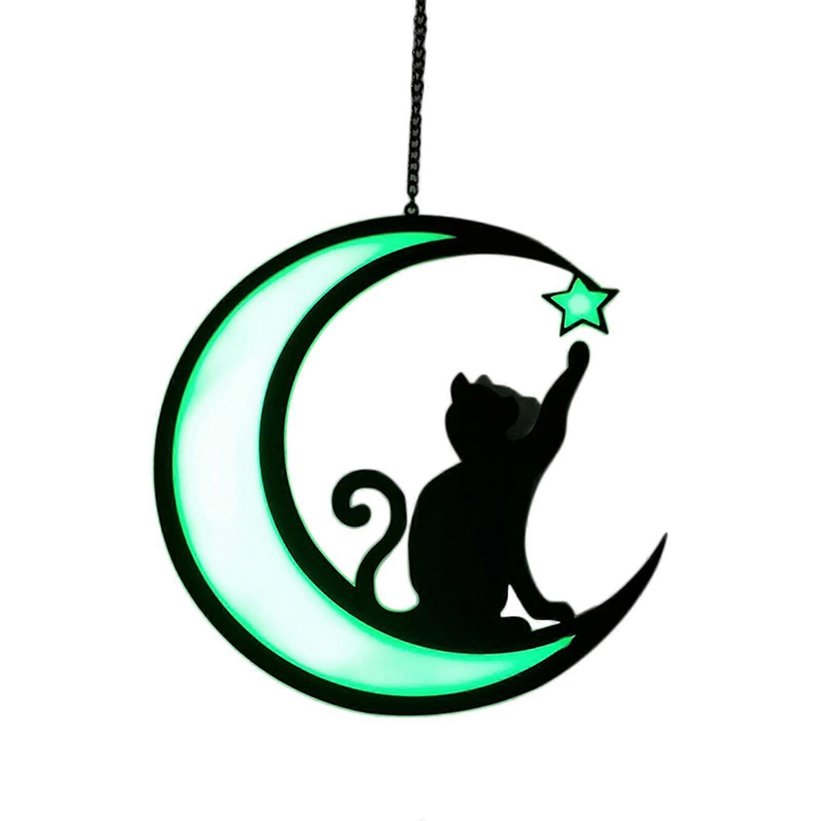 Creative Luminous Cat Pendant Window Hanging Moon Ornament Silhouette Wall