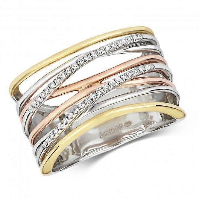 钻石首饰 9 克拉 三色钻石 Crossover 戒指 RD817