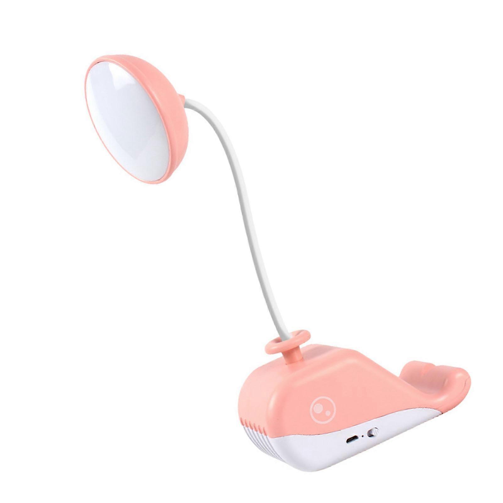 Desktop Lamp Rechargeable High Brightness Collapsible 360° Rotatable Head LED Energy Saving Eye Care Table Lamp for Reading Pink 