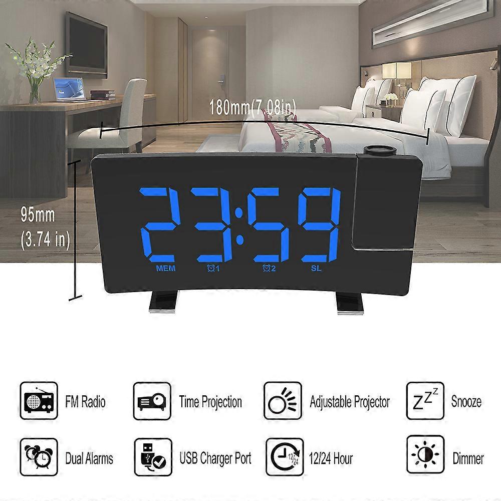 Clock Multifuctional Projection FM Radio Alarm Clock With USB Charging Port