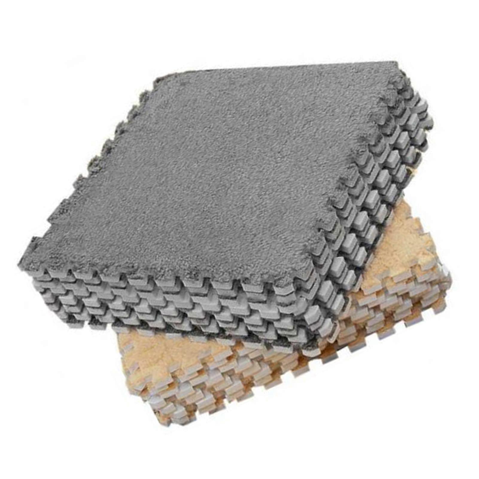 10Pcs Plush Foam Interlocking Carpet Tiles 11.8 X 11.8in Anti Slip Versatile Soft Interlocking Floor Mat for Living Room Bedroom 