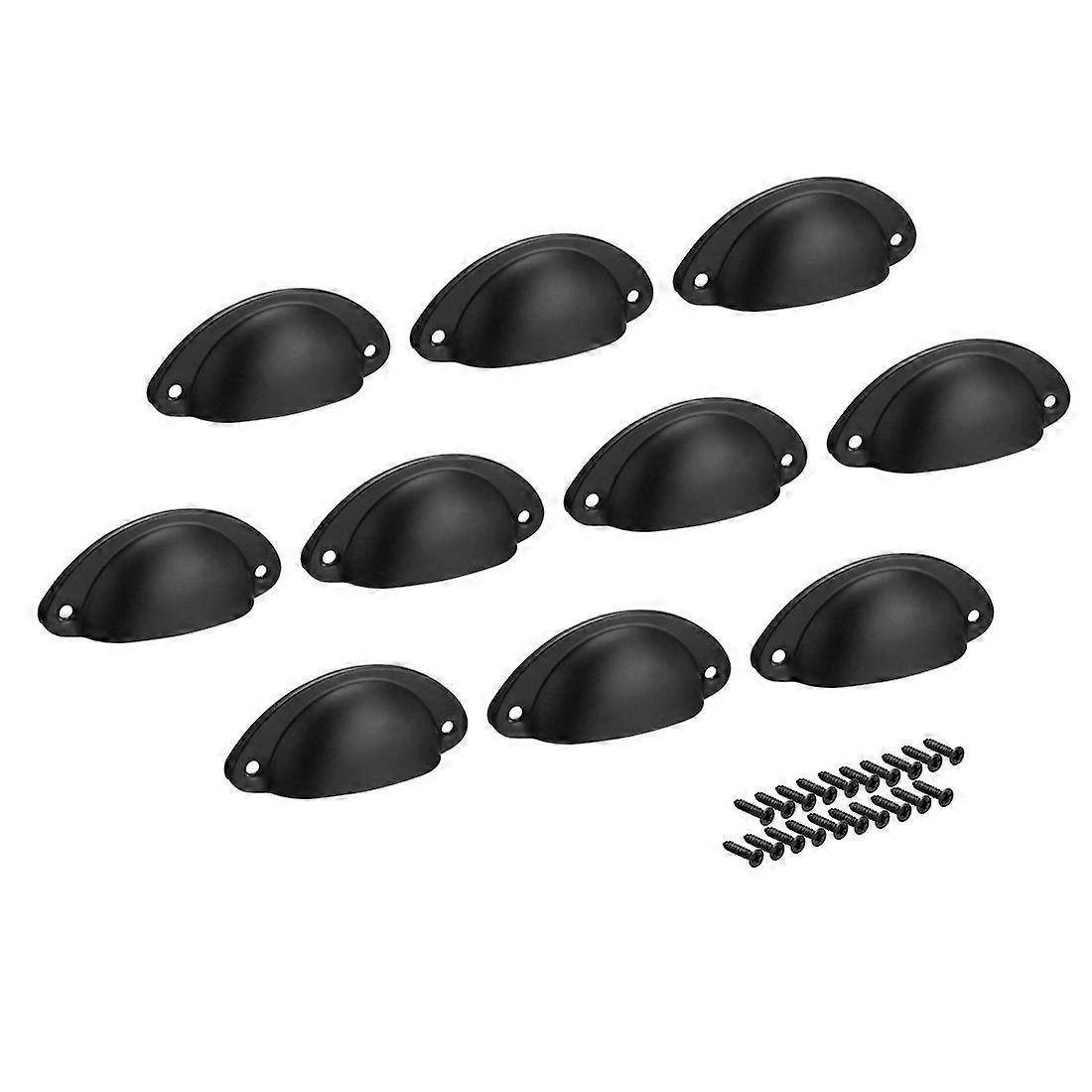 10 Pack Black Drawer Cup Handles for Dressers with 66mm Hole Spacing and 35mm Width, Compatible with Standard Drawers