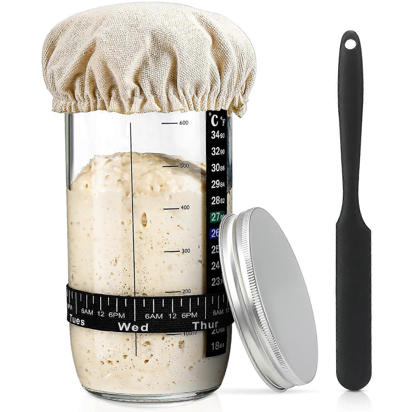 1 Kit Glass Sourdough Starter Jar for Baking Sourdough 24 oz