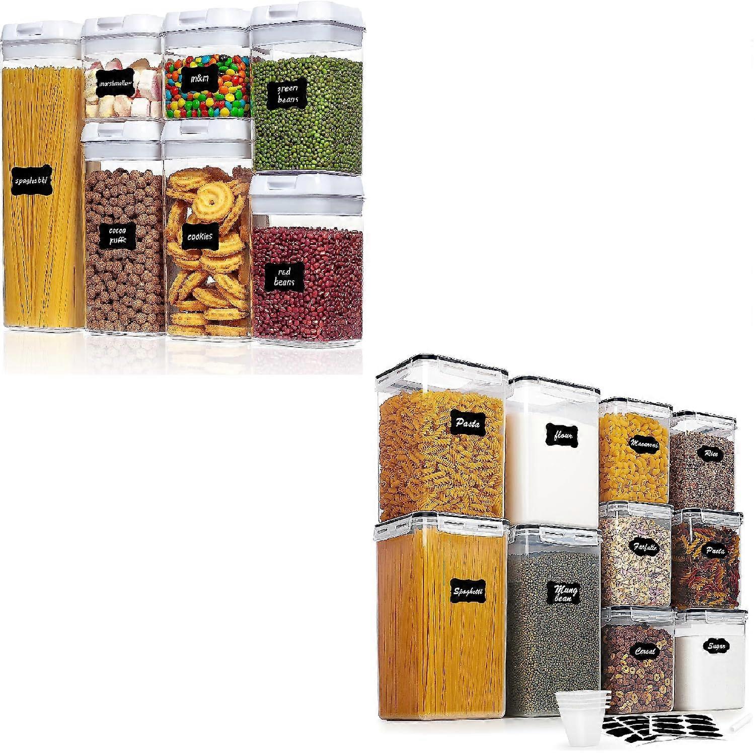 7 PCS Easy Lock Food Storage Containers with 10 PCS Flour and Sugar Storage Container