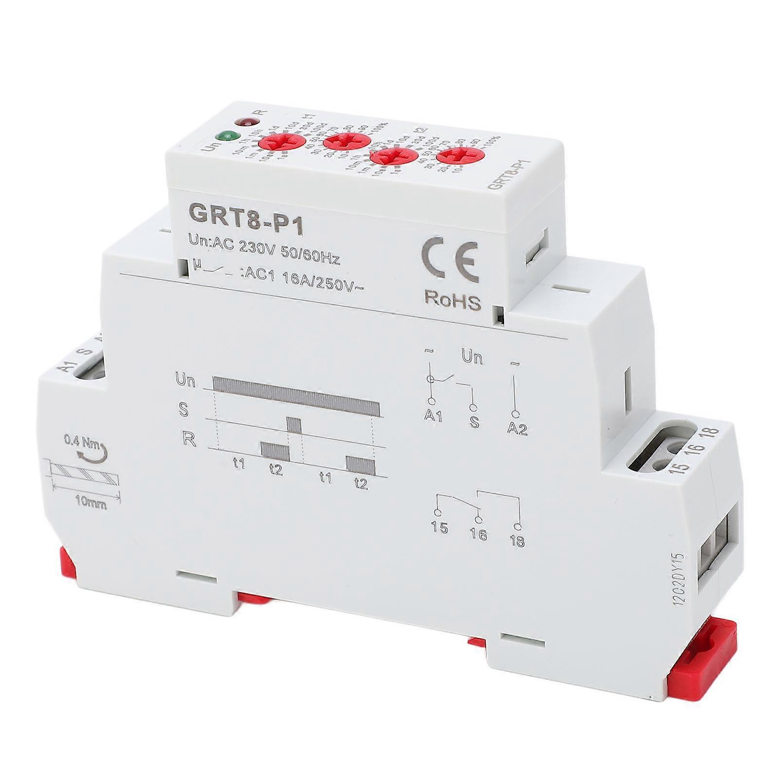 AC230V Electronic Repeat Relay LED Indicator ABS Pulse Output Timer Relay DIN Rail 