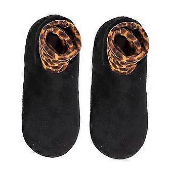 Double Layer kvinders plys foring tyk bund hjemmesko leopard print patchwork jorden sokker