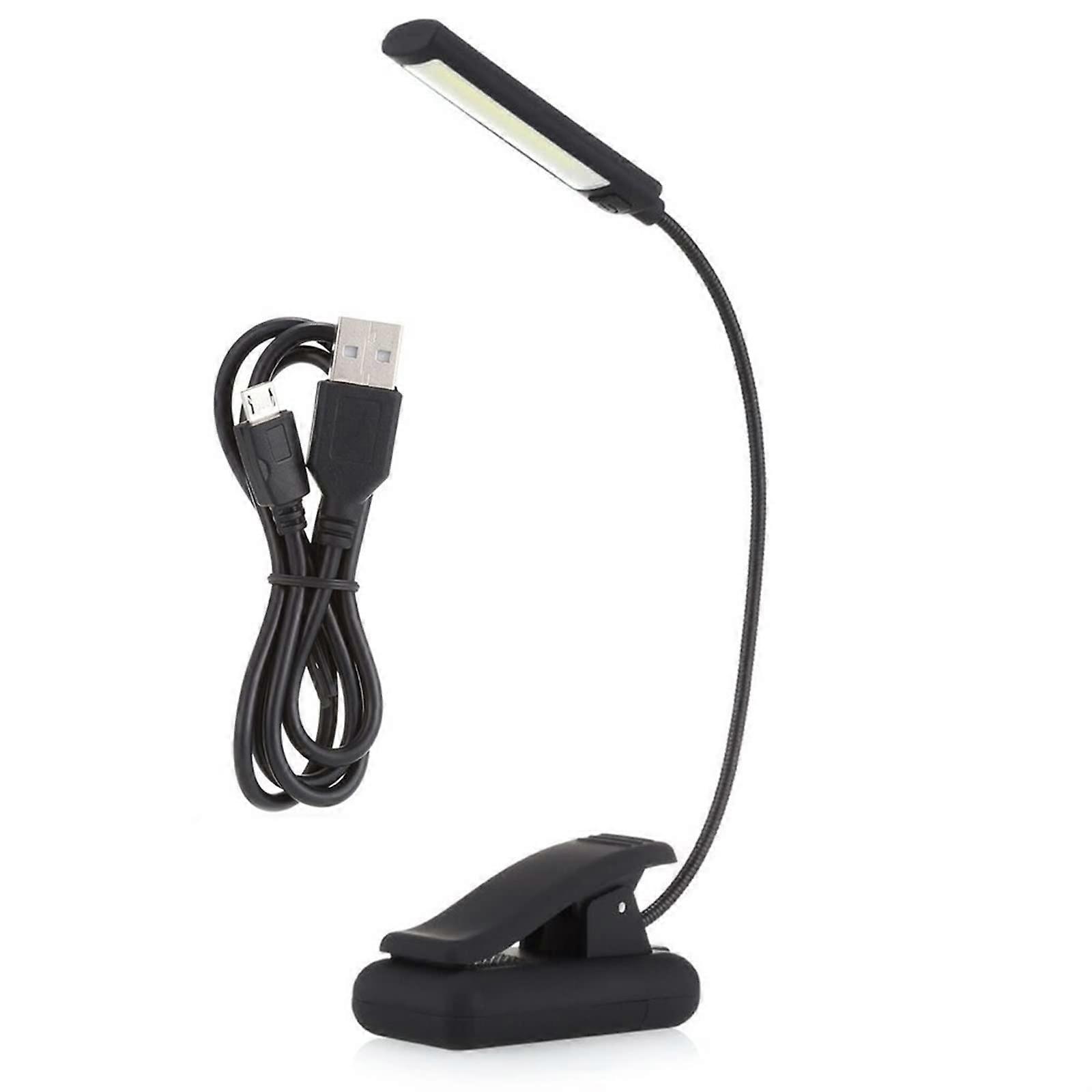 Plug-in Clip-On Book Reading Light with Flexible Arm, Adjustable Stand Lamp for Night Reading, Compatible with Laptops