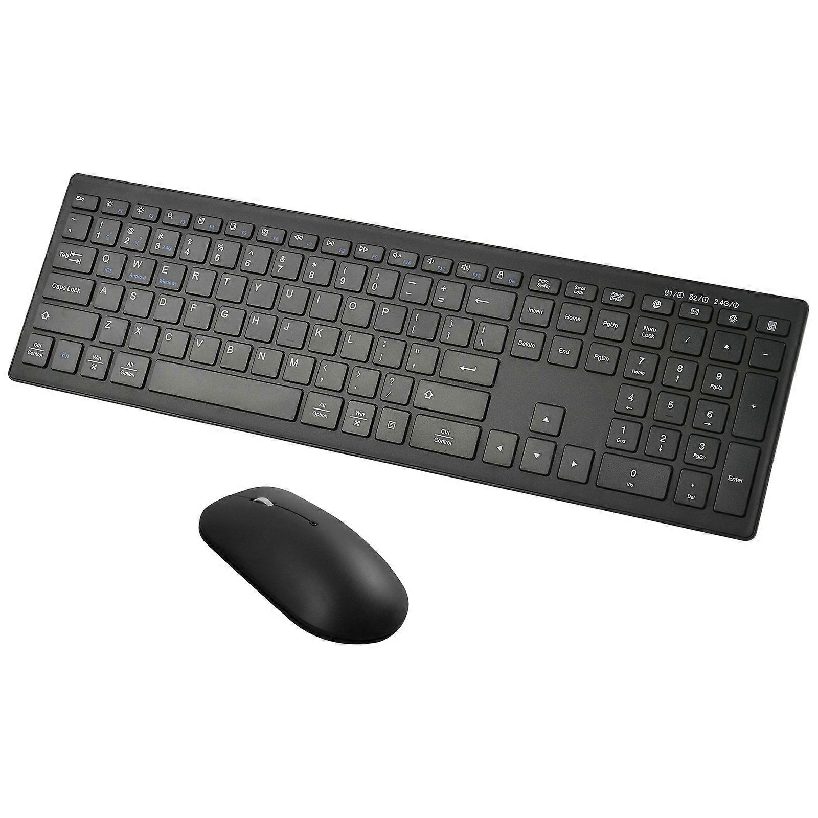 169 2.4Ghz + Bluetooth Dual Mode Wireless Keyboard + Mouse Kit, Compatible with iSO & Android & Windows (Black)