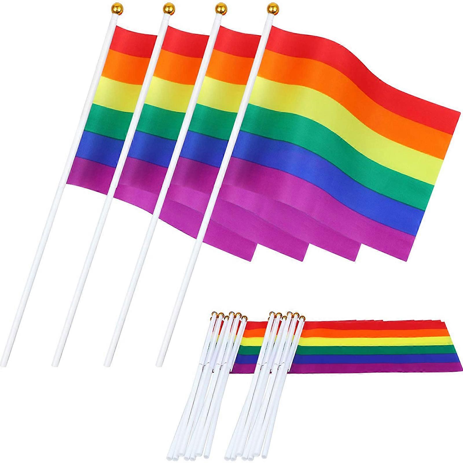 Mini Rainbow Stick Flag Handheld Stick Flags For Mardi Gras