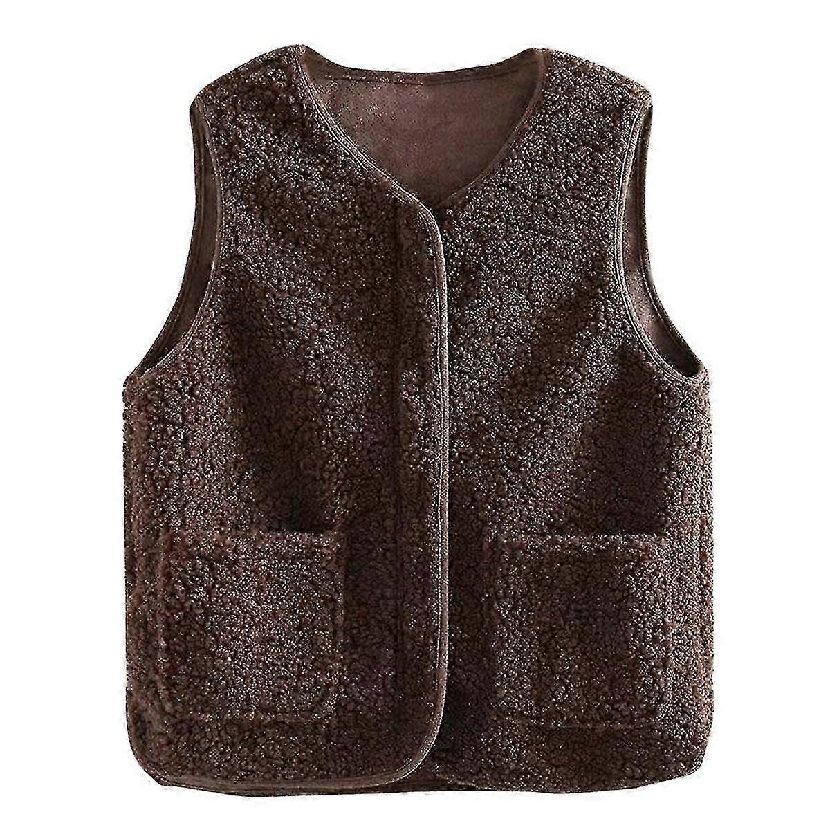 Womens Cropped Fleece Vest Sleeveless Outerwear Cashmere Jacket
