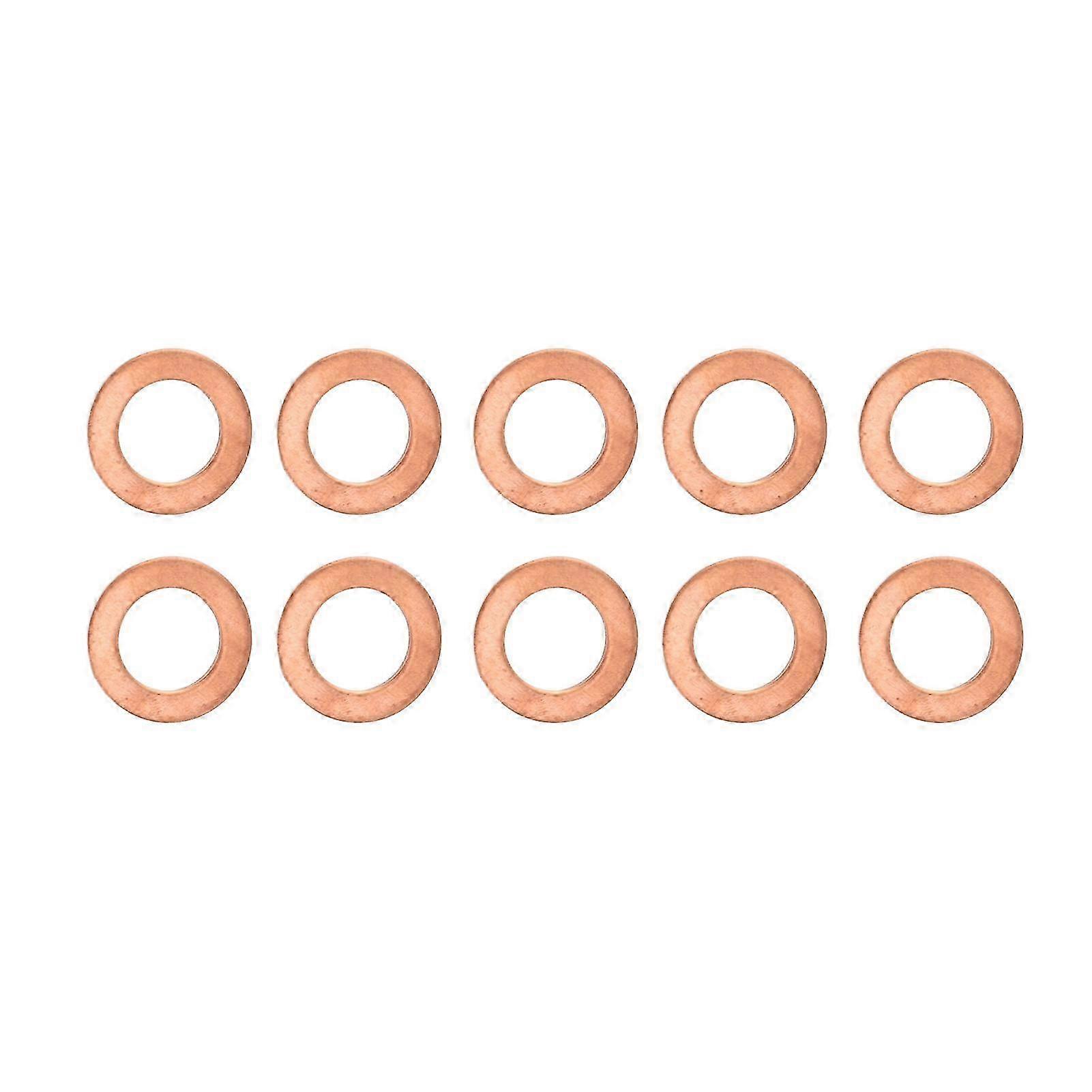 M12 Copper Gasket Rings - 10Pcs Flat Washers for Oil Drain Plug Replacement