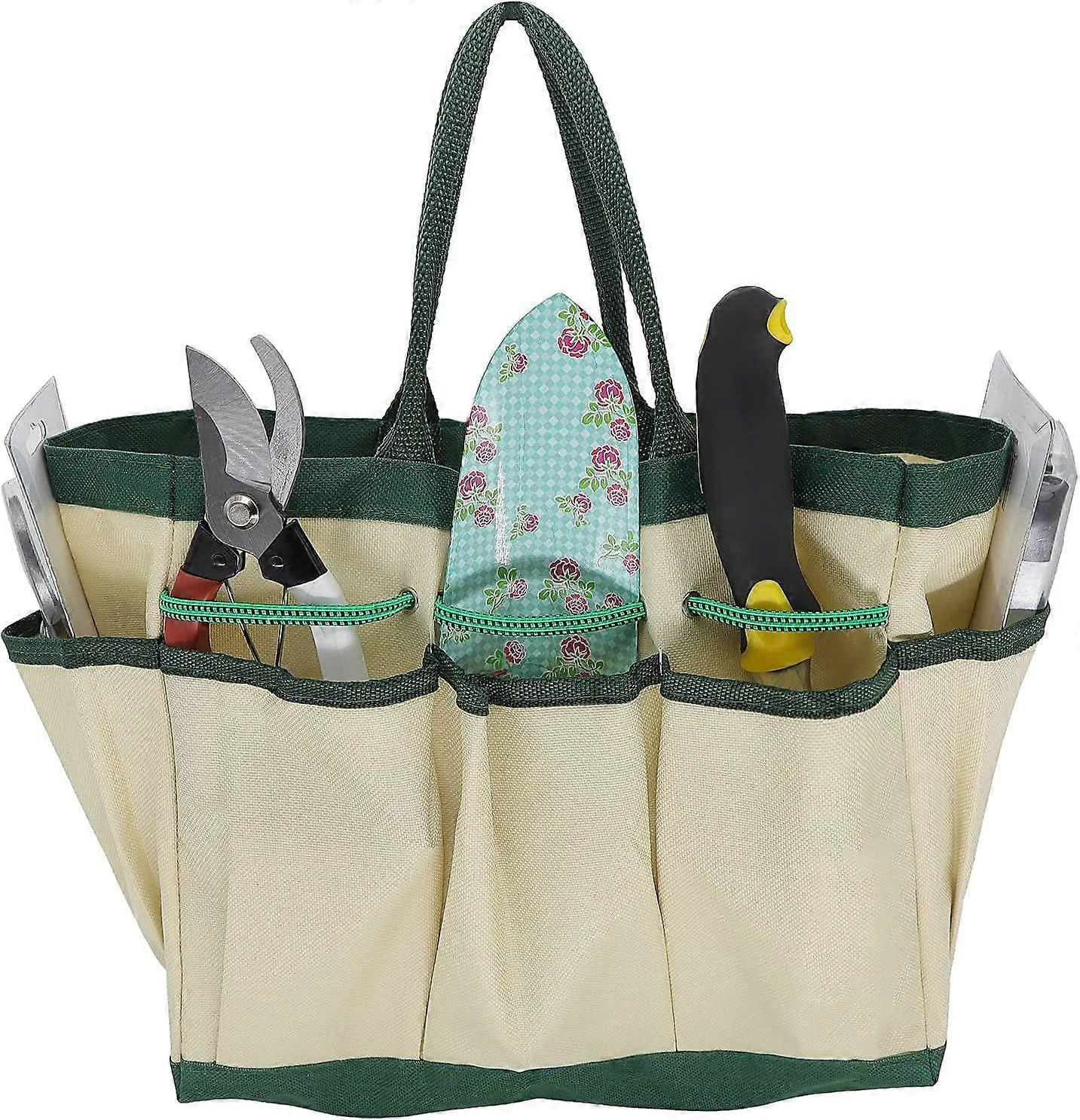 Garden Tool Storage Bag with 9 Pockets, Wear-Resistant and Reusable for Home and Garden - Heavy Duty Tote Bag for Indoors and Outdoors