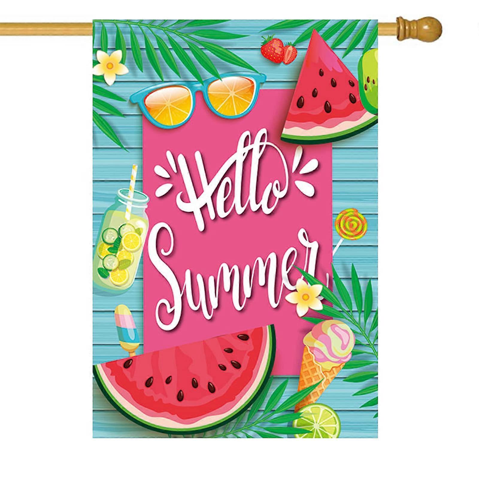 Hello Summer Watermelon Garden Flags for Outside 28x40 Double Sided