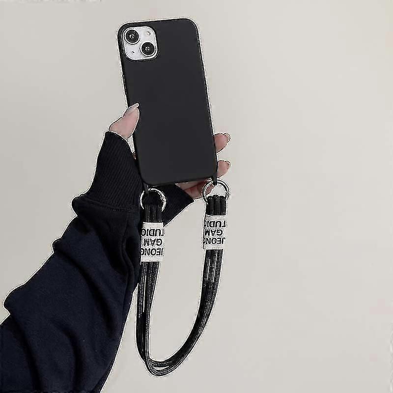 Simple Silicone Shockproof Phone Case Compatible Iphone 13 Pro Max/13 Pro/13 With Short Crossbody Drawstring