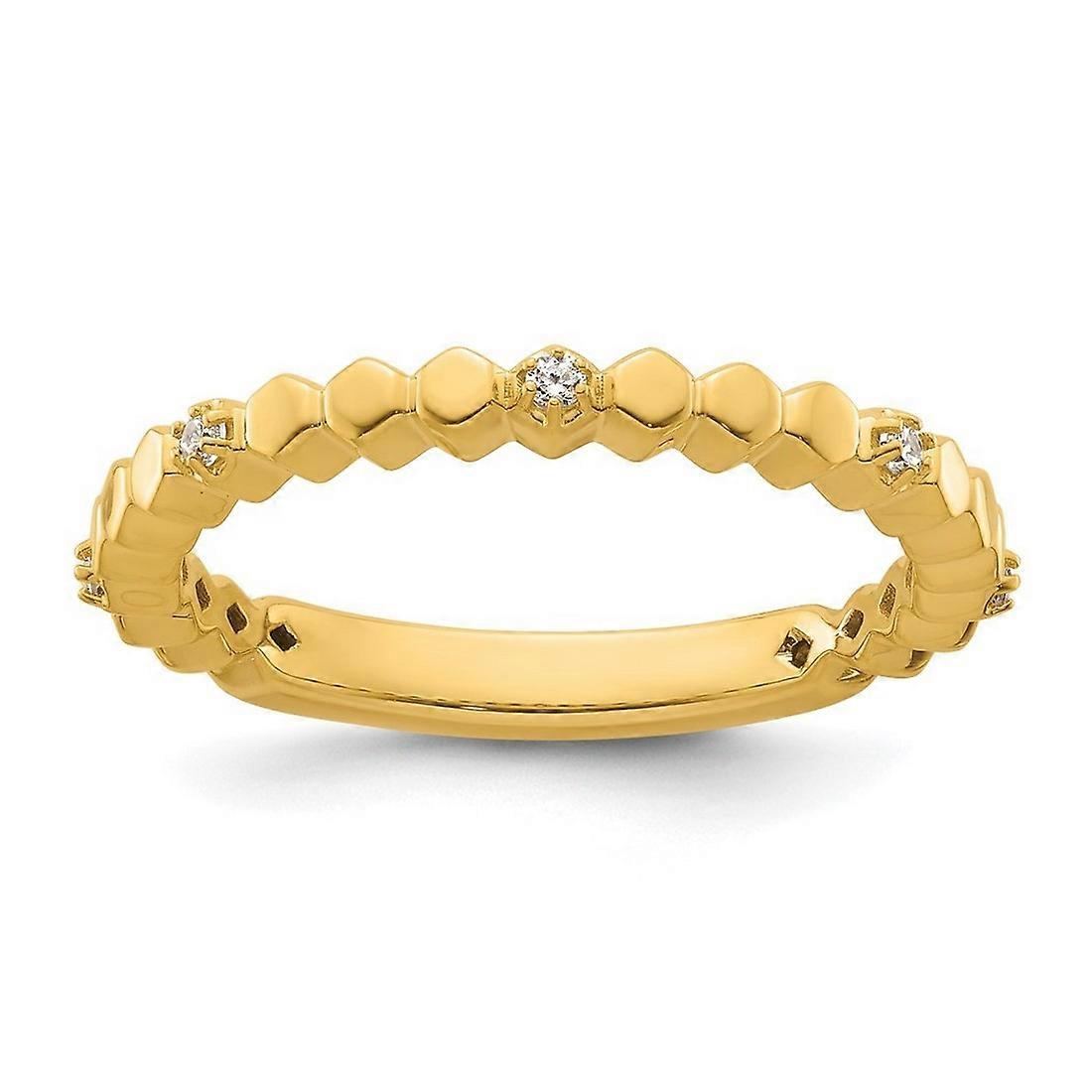 2.5mm 14k Solid Yellow Gold Stackable Diamond Ring-Stackable-Ring for Women - Ring Size: 5 to 8