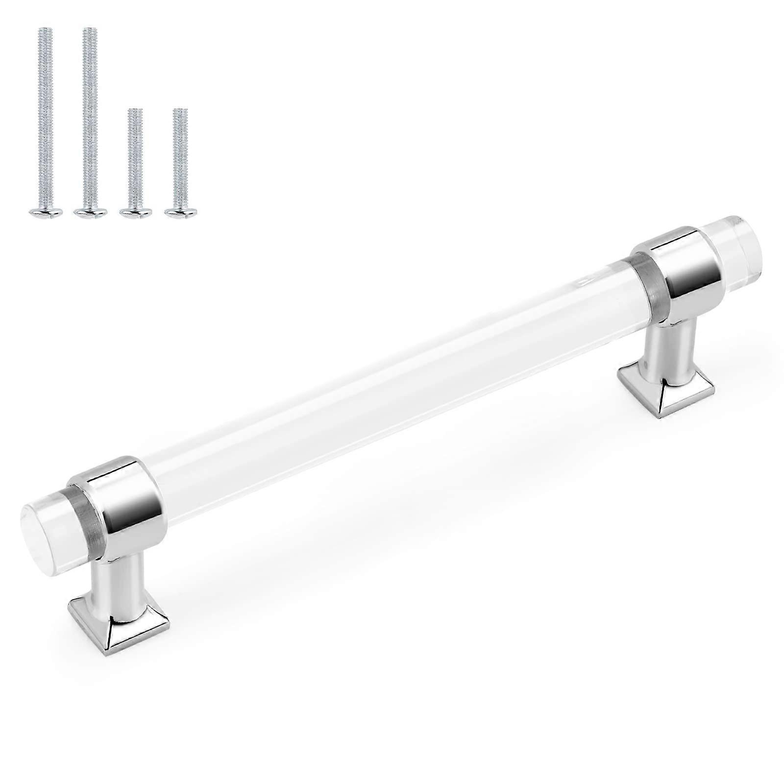 5 Inch Cabinet Pulls - 10 Pack Polished Zinc Chrome Alloy Kitchen Handles with Clear Acrylic for Modern Cabinets