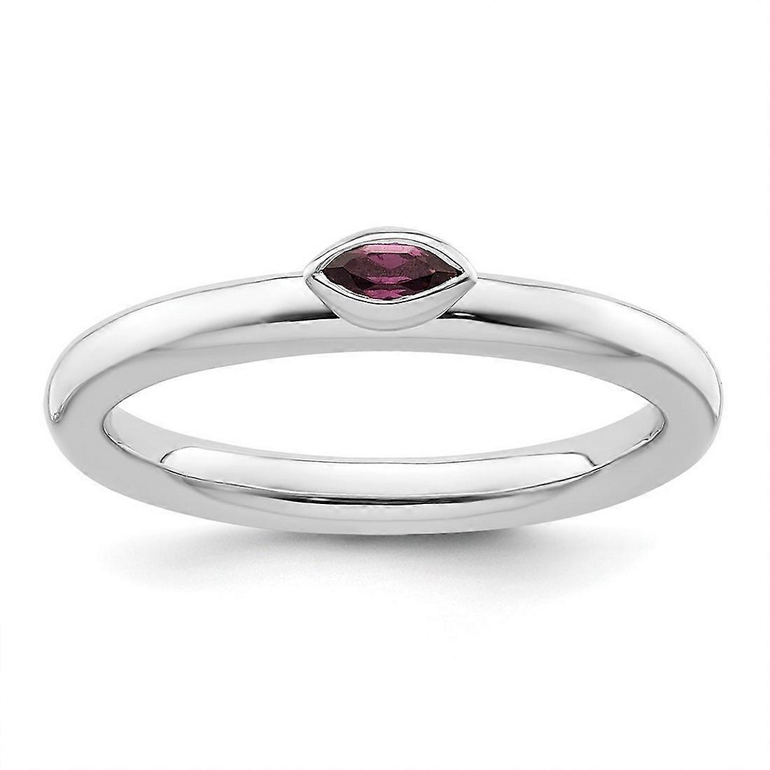 925 Sterling Silver Stackable Rhodolite Garnet Ring-Stackable-Ring for Women - Ring Size: 5 to 10