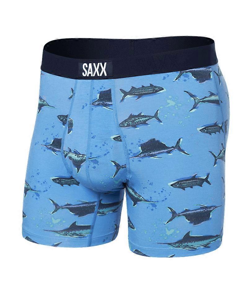 Saxx Ultra Super Soft Comfort Blend Boxershorts - Fish On - Sail Blue