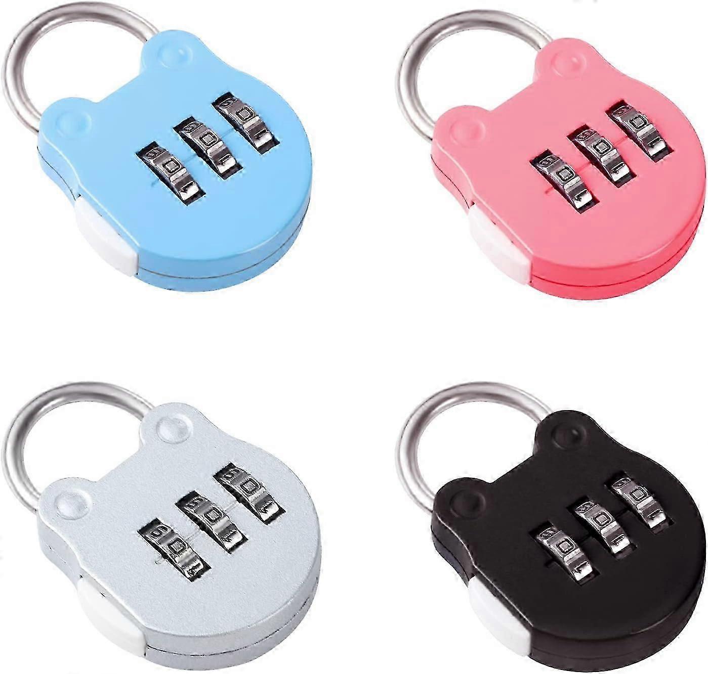 Set of 4 3-Digit Luggage Locks, Small Suitcase Padlock Airplane Code Padlock
