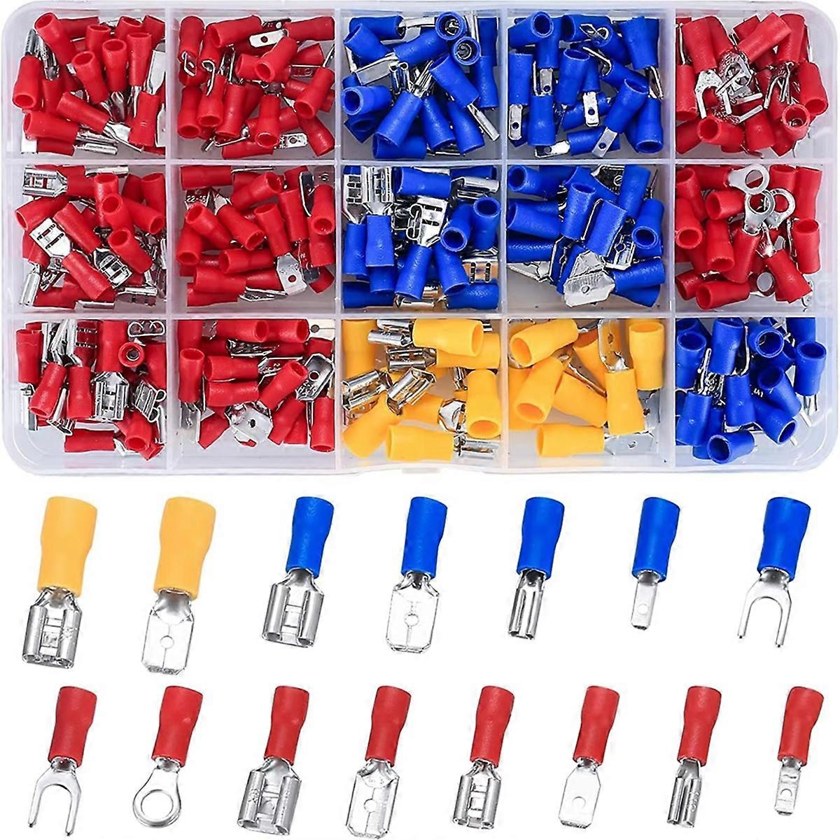 280pcs Insulated Wire Electrical Connectors with Tool Assorted Male/Female Wire Cable Crimp Terminals U-Type Fork Spade