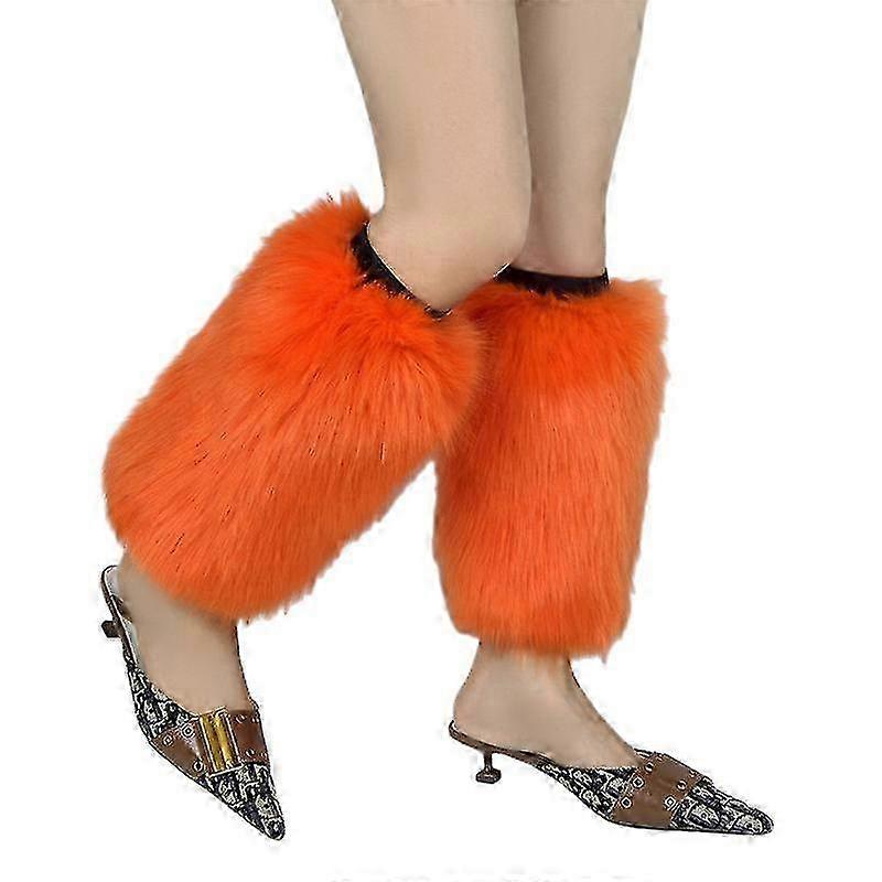 ファジーフェイクファーレッグウォーマーファーヒールロングブーツカフカバー25cm / 35cm / 45cm / 35CM-35CM-カラー9